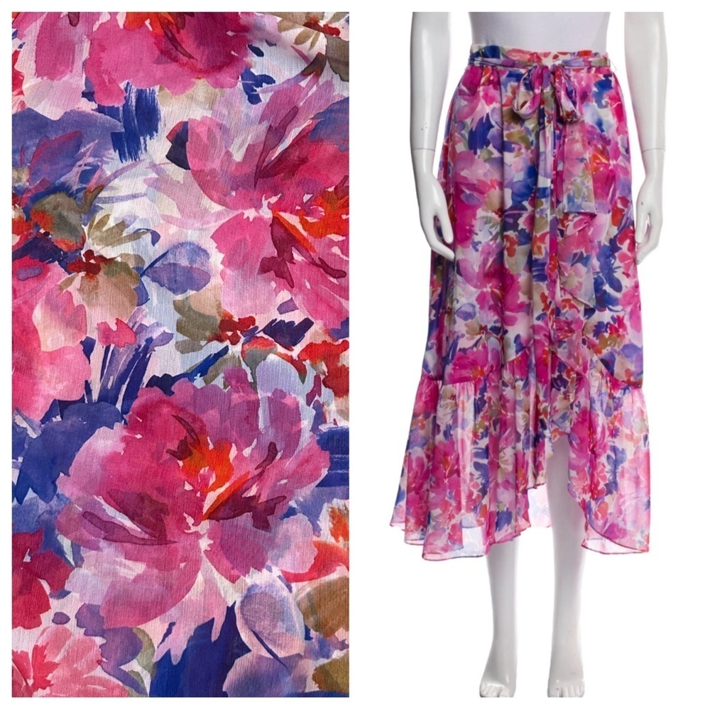 NEW Misa Los Angeles Floral Chiffon Skirt Sz S Full Bloom